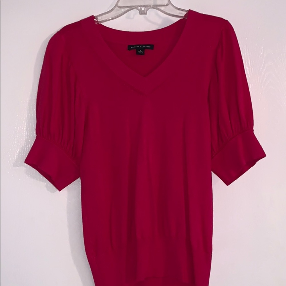 Hot pink knit blouse